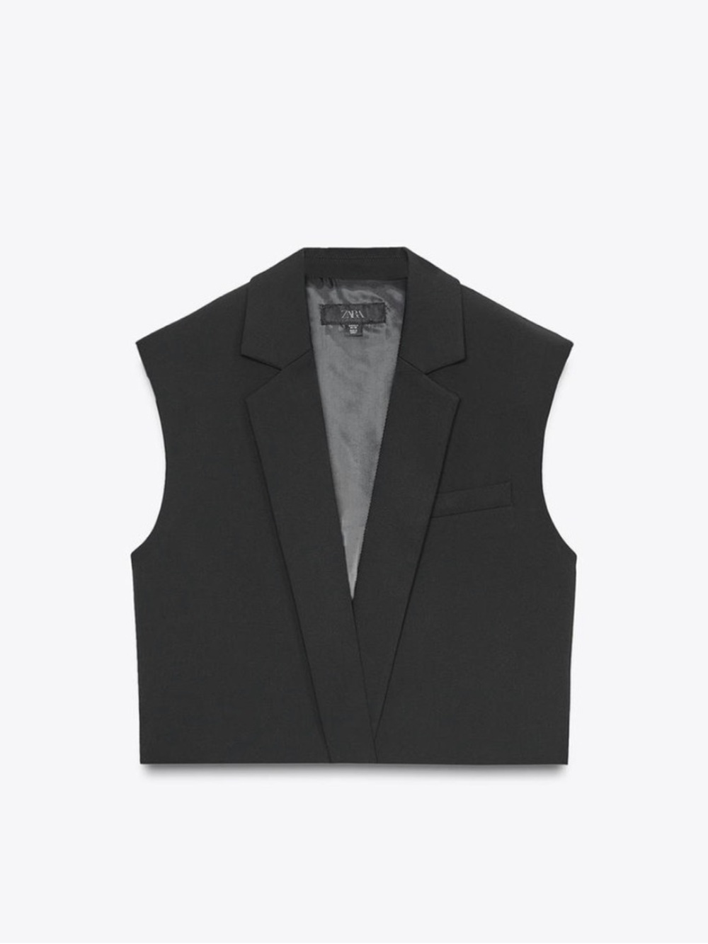 Zara Black Cropped Deep-V Wide-Leg Top - Picture 5 of 6